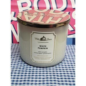 BBW White Pumpkin Glossy Jar Large 3 Wick Candle Holiday Home Fragrance Decor